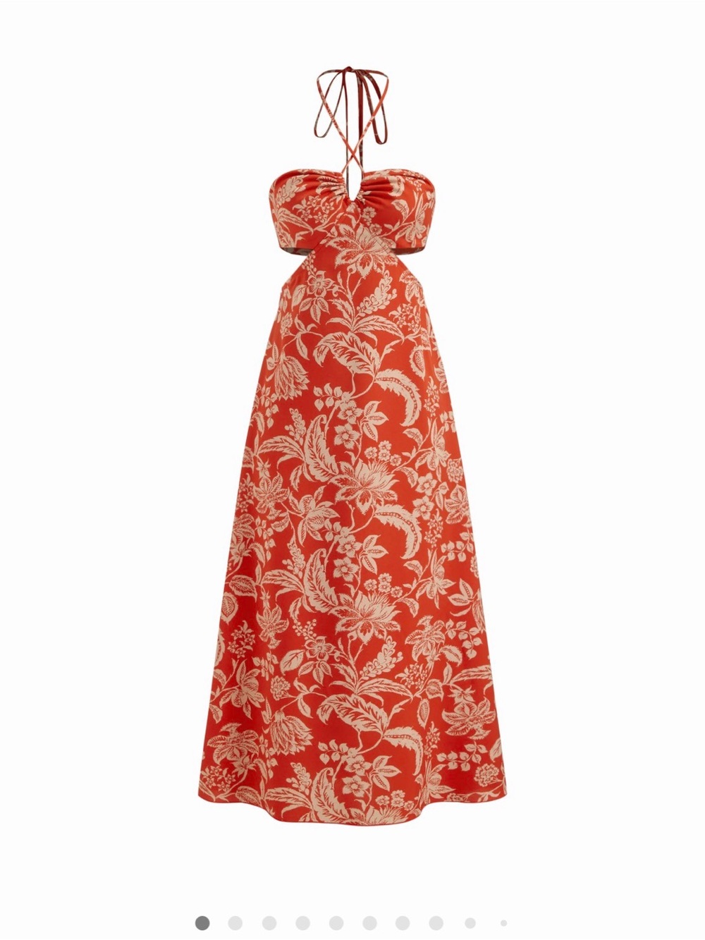 Strapless Floral Halter Maxi Dress - Red